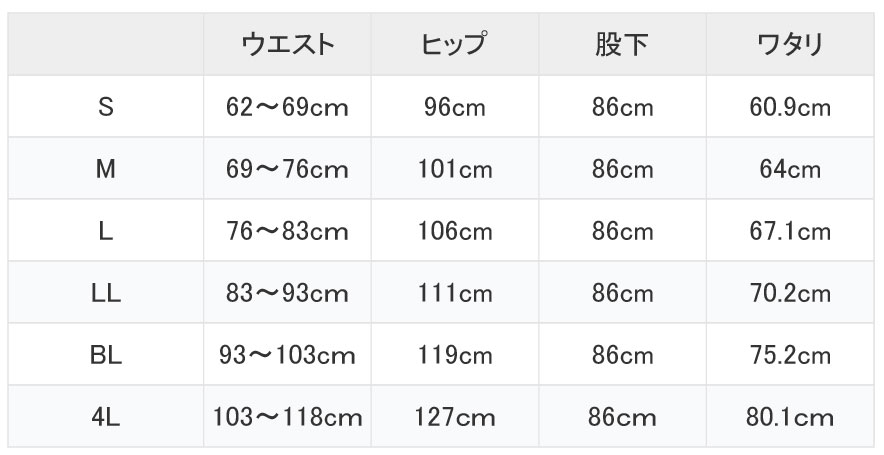 サイズ表