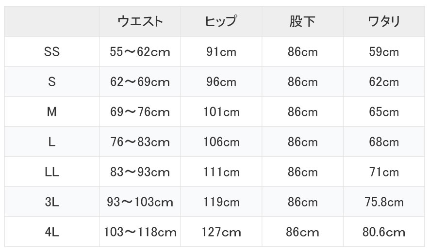 サイズ表
