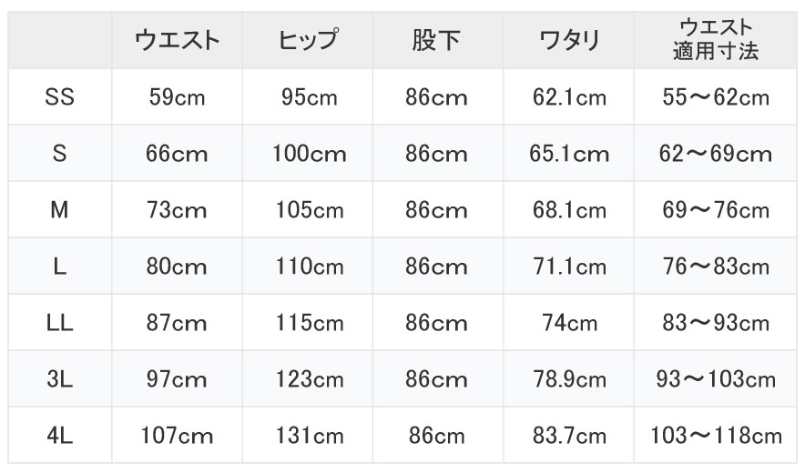 サイズ表