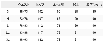 サイズ表