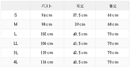 WHISeL(ホワイセル)　チュニックWH10701サイズ表