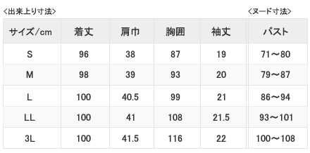 HI105サイズ表